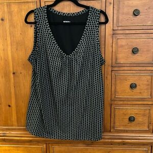 Merona black print v-nk sleeveless cotton tank top 2X